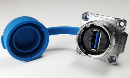USB 3.0 waterproof industrial socket DH-24-USB3.0-S01,Industrial USB 3.0 receptacle, USB metal receptacle, industrial usb connection, usb industrial socket,