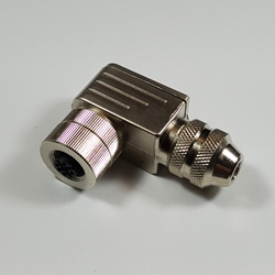 M12 right angle metal female connector M12G-4D-S, M12 4 pin right angle metal female connector, m12 sensor cable connector