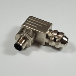 M12 right angle metal male connector M12G-4D-P, M12 4 pin right angle metal male connector, m12 sensor cable connector