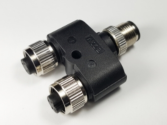 M12 wye male / female connector M12-4Y, M12 4 pin wye male connector, m12 sensor cable connector