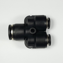 Reducing union wye, 3/8" OD tube to two 1/4" OD tubes Push-to-Connect, Reducing union wye fitting, pneumatics, best fittings, Reducing union wye 1/4-3/8,