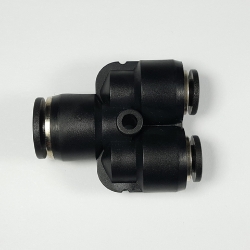 Reducing union wye, 3/8" OD tube to two 1/4" OD tubes Push-to-Connect, Reducing union wye fitting, pneumatics, best fittings, Reducing union wye 1/4-3/8,