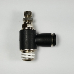 Swivel airflow control valve, 1/4" OD tube, 1/4 NPT thread Swivel airflow control valve 1/4-1/4NPT" tube, flow control valve, pneumatic fittings, push to connect speed control valve, 