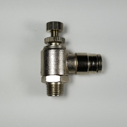 Swivel airflow control valve, 1/4" OD tube, 1/8 NPT thread nickel plated brass swivel airflow control valve 1/4-1/8NPT tube, flow control valve, pneumatic fittings, push to connect speed control valve, brass fittings, nickel plated airflow control, 