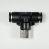 Swivel female tee, 3/8" OD tube, 1/4 NPT thread Push-to-Connect, tee fitting, pneumatics, best fittings, swivel female tee 3/8-1/4NPT