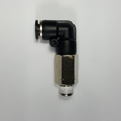 Swivel long male elbow, 1/4" OD tube, 1/8 NPT thread Push-to-Connect, straight fitting, pneumatics, best fittings, swivel long male elbow PL 1/4-1/8NPT,