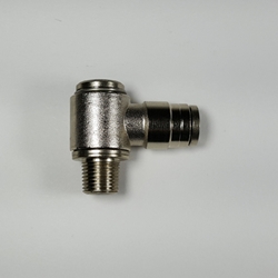 Swivel male banjo elbow, 1/4" OD tube, 1/8 NPT thread Swivel male banjo elbow 1/4-1/8NPT, nickel-plated brass fittings, nickel plated push to connect, brass pneumatic fittings, brass tube connectors,