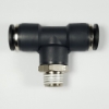 Swivel male tee, 3/8" OD tube, 1/4 NPT thread Push-to-Connect, tee fitting, pneumatics, best fittings, swivel male tee 3/8-1/4NPT