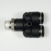 Swivel male wye, 3/8" OD tube, 1/4 NPT thread Push-to-Connect, wye fitting, pneumatics, best fittings, Swivel male wye 3/8-1/4NPT,