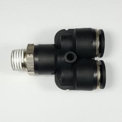 Swivel male wye, 3/8" OD tube, 1/4 NPT thread Push-to-Connect, wye fitting, pneumatics, best fittings, Swivel male wye 3/8-1/4NPT,