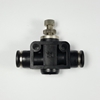 Union airflow control valve, 1/4" OD tube  Union airflow control valve 1/4" tube, flow control valve, pneumatic fittings, push to connect speed control valve, 