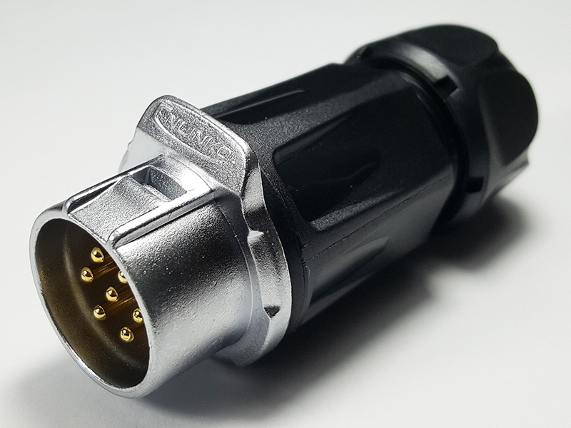 7 Pins waterproof latching male circular connection plug LP-20-C07PP-01-001, 7 Pins latching male circular connection plug, 7 pins waterproof cable connector, 7 pins industrial connector