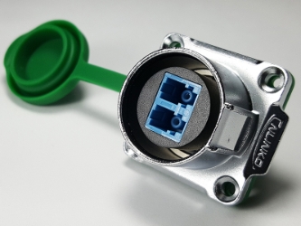 Fiber optic waterproof latching socket LP-24-F00SX-S01, fiber optic waterproof latching socket, industrial fiber optic, heavy duty fiber optic plug, industrial metal fiber optic plug
