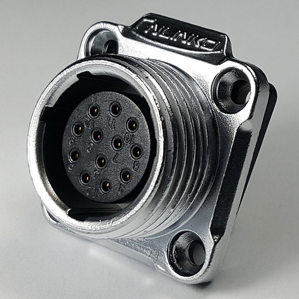 12 Pins waterproof screw on female circular connector socket YW-20-J12SX-02-001, 12 Pins screw on female circular connector socket, industrial metal connector, 12 pins connector, screw on industrial cable plug,