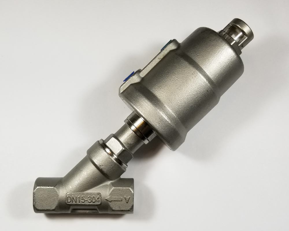 3/4" BSP SS304 Single Acting Air Actuated Angle Seat Valve – Normally Closed, Female Thread