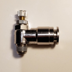 Swivel airflow control valve, 3/8" OD tube, 1/8 NPT thread nickel plated brass swivel airflow control valve3/8-1/4NPT tube, flow control valve, pneumatic fittings, push to connect speed control valve, brass fittings, nickel plated airflow control, 
